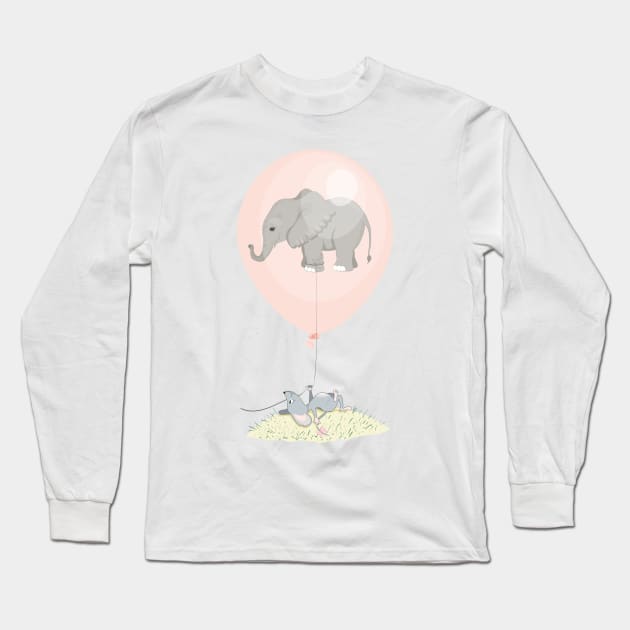 Flying elephant Long Sleeve T-Shirt by RebecaZum